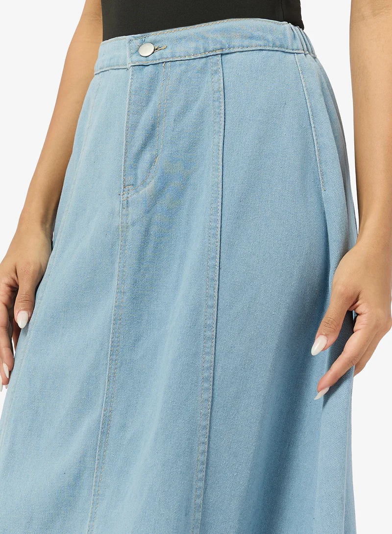 Ginger  Denim A Line Midi Skirt for Women | Best Price UAE